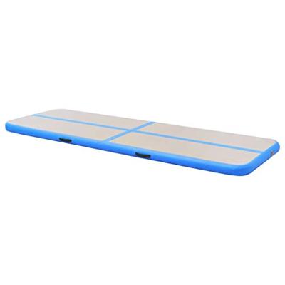 Gymnastiekmat met pomp opblaasbaar 500x100x10 cm PVC blauw - thumbnail