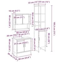 3-delige badkamermeubelset Zwart Eikenhout - thumbnail