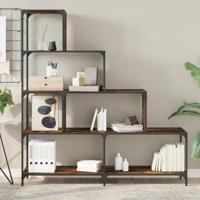 Boekenkast 4-laags 139x33,5x149 cm bewerkt hout gerookt eiken - thumbnail