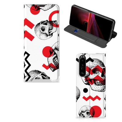 Mobiel BookCase Sony Xperia 1 III Skull Red Mobiel BookCase Sony Xperia 1 III Skull Red