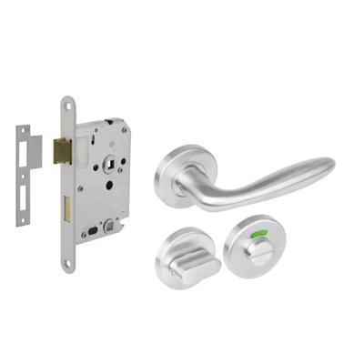 Set toiletslot 63/8mm wit met deurkruk Jupiter op rozet ø53x8mm en WC-sluiting rvs