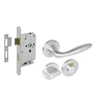 Set toiletslot 63/8mm wit met deurkruk Jupiter op rozet ø53x8mm en WC-sluiting rvs - thumbnail