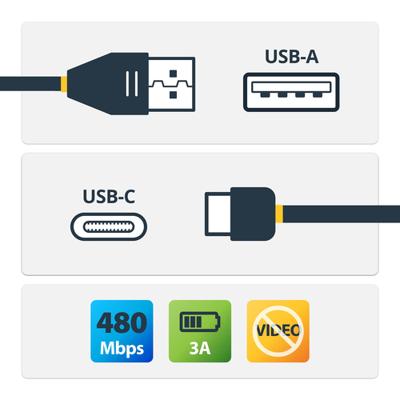 Kabel USB A naar USB C Startech R2ACC-50C-USB-CABLE Zwart 50 cm