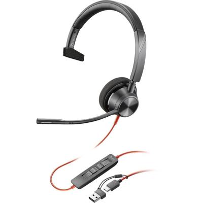 HP Poly Blackwire C3310-M On Ear headset Kabel Mono Zwart Ruisonderdrukking (microfoon), Noise Cancelling Headset, Volumeregeling, Microfoon uitschakelbaar