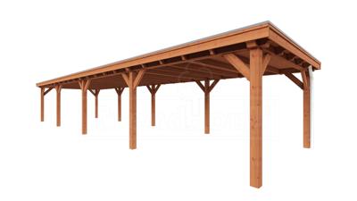 Trendhout Overkapping Siena 1470x415 cm- Plat dak- Onbehandeld lariks Douglas hout- Trendhout