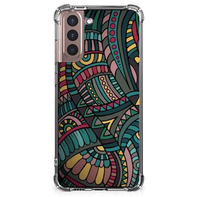 Samsung Galaxy S21 Plus Doorzichtige Silicone Hoesje Aztec Samsung Galaxy S21 Plus Doorzichtige Silicone Hoesje Aztec