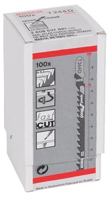 Bosch Accessoires Decoupeerzaagblad T 244 D Speed for Wood 100st - 2608637881 Bosch Accessoires Decoupeerzaagblad T 244 D Speed for Wood 100st - 2608637881