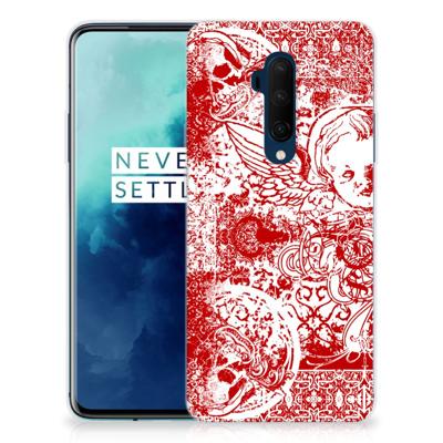Silicone Back Case OnePlus 7T Pro Angel Skull Rood Silicone Back Case OnePlus 7T Pro Angel Skull Rood