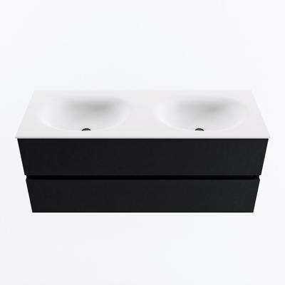 MONDIAZ VICA 120cm badmeubel onderkast Urban 2 lades. Wastafel MOON dubbel 2 kraangaten, kleur Talc.