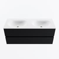 MONDIAZ VICA 120cm badmeubel onderkast Urban 2 lades. Wastafel MOON dubbel 2 kraangaten, kleur Talc. - thumbnail