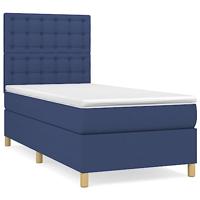 Boxspring met matras stof blauw 100x200 cm - thumbnail