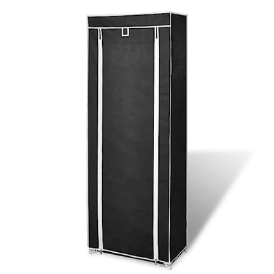 VidaXL Schoenenkast met hoes 57x29x162 stof zwart VidaXL Schoenenkast met hoes 57x29x162 stof zwart