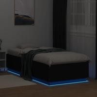 Bedframe met LED-verlichting bewerkt hou zwart 100x200 cm - thumbnail