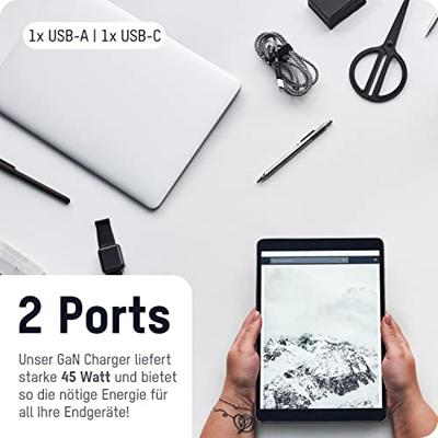 Ansmann Home Charger 247PD USB-oplader 45 W 1x USB-A, 1x USB-C USB PD Zwart Binnen Ansmann Home Charger 247PD USB-oplader 45 W 1x USB-A, 1x USB-C USB PD Zwart Binnen