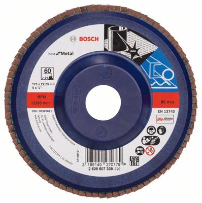 Bosch Accessories 2608607339 X571 Lamellenschijf Diameter 125 mm Boordiameter 22.33 mm Korrelgrootte (num) 60 Staal 1 stuk(s)