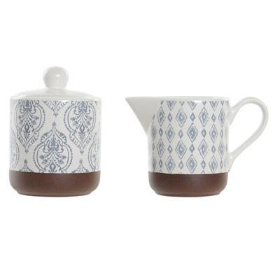 Suikerpot DKD Home Decor Blauw Wit Bruin Keramiek 12,5 x 6,5 x 8 cm (2 pcs)