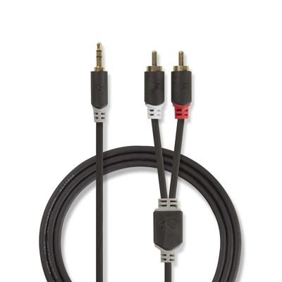 Stereo audiokabel | 3,5 mm male - 2x RCA male | 1,0 m | Antraciet