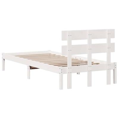 Bedframe met hoofdeinde Wit 90 x 190 cm Massief grenenhout Bedframe met hoofdeinde Wit 90 x 190 cm Massief grenenhout