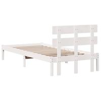 Bedframe met hoofdeinde Wit 90 x 190 cm Massief grenenhout - thumbnail