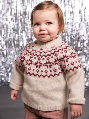 Jacquard trui baby kerst capsule familie ecru
