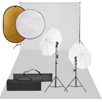 Fotostudioset met verlichtingsset, achtergrond en reflector - thumbnail