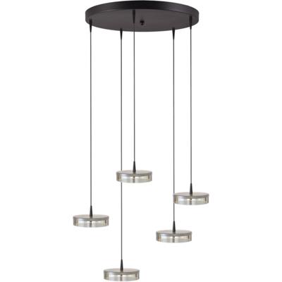 Masterlight 5-lichts hanglampImperia Ø 50cm zwart met nikkel - 2042-05-37-02-50-5