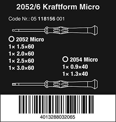 Wera 2052/6 Micro-schroevendraaierset + houder, 6 -delig - 1 stuk(s) - 05118156001 Wera 2052/6 Micro-schroevendraaierset + houder, 6 -delig - 1 stuk(s) - 05118156001
