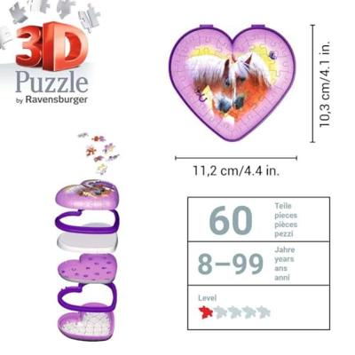 Ravensburger puzzel 54 stukjes 3D Hartendoosje paarden Ravensburger puzzel 54 stukjes 3D Hartendoosje paarden