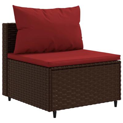 6-delige Loungeset met kussens poly rattan bruin