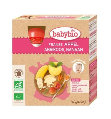 Babybio Appel abrikoos banaan 90 gr bio (4 st)