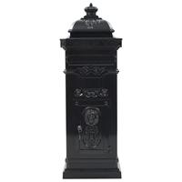 VidaXL Pilaar brievenbus vintage stijl roestbestendig aluminium zwart - thumbnail