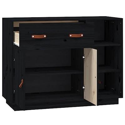 Dressoir 98,5x40x75 cm massief grenenhout zwart