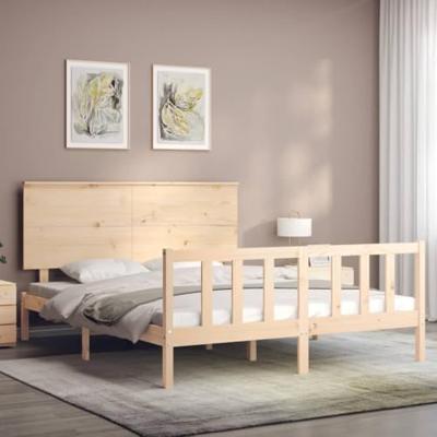 Bedframe met hoofdbord massief hout