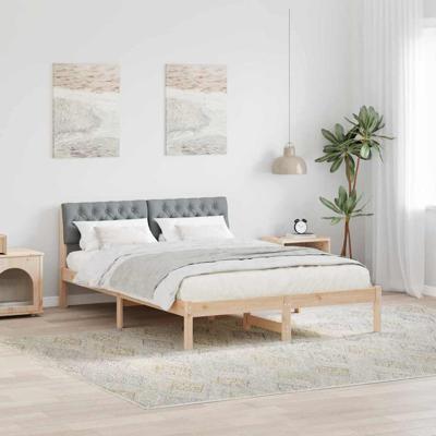 Bedframe Bruin en lichtgrijs 135 x 190 cm Massief grenenhout
