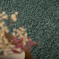 Tapeso Rond hoogpolig vloerkleed shaggy Trend effen - lichtblauw - 160 - thumbnail