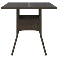 Tuintafel met glazen blad 80x80x75 cm poly rattan bruin - thumbnail