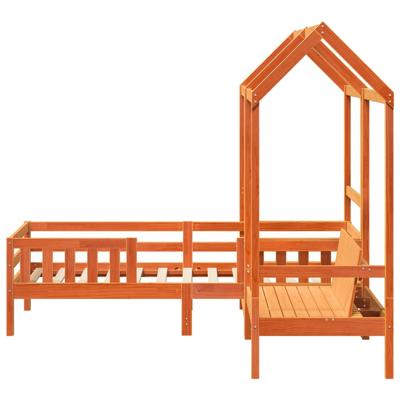 Kinderbed met huisje massief grenenhout wasbruin 90x190 cm - thumbnail
