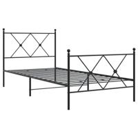 Bedframe met hoofd- en voeteneinde metaal zwart 90x190 cm - thumbnail
