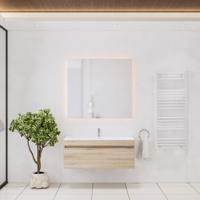 Badkamermeubelset Gliss Design Anelius 100cm Grey Oak (Keuze uit wastafel, kraangaten & spiegel) - thumbnail