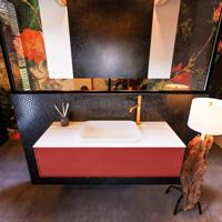 Badkamermeubelset Mondiaz Erin 120 cm met 1 Lade met RIDGE Wastafel Midden Talc met 1 kraangat Greeploos Mat Fire - thumbnail