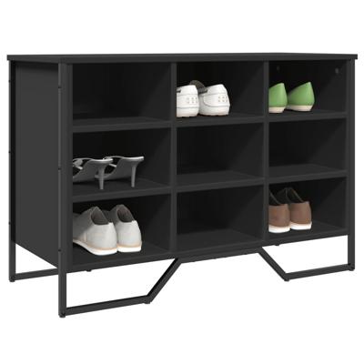 VidaXL Schoenenkast 90x38x61,5 cm bewerkt hout zwart VidaXL Schoenenkast 90x38x61,5 cm bewerkt hout zwart
