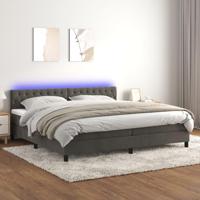 Boxspring met matras en LED fluweel donkergrijs 200x200 cm - thumbnail