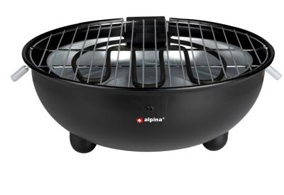 Alpina Elektrische BBQ Tafel-Barbecue 1250W 30 Cm Zwart