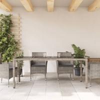 Tuintafel met glazen blad 190x90x75 cm poly rattan grijs - thumbnail