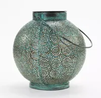 Anna's Collection Solar lantaarn metaal 18 x 19 cm antiek turquoise - thumbnail