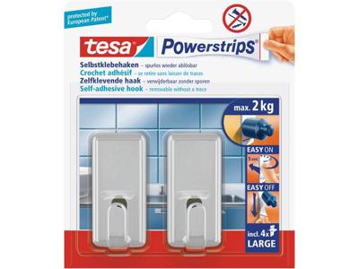 tesa POWERSTRIPS® Zelfklevende haak Large Classic Chroom Inhoud: 2 stuk(s)