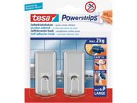 tesa POWERSTRIPS® Zelfklevende haak Large Classic Chroom Inhoud: 2 stuk(s) - thumbnail