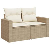 9-delige Loungeset met kussens poly rattan beige - thumbnail