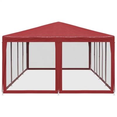 VidaXL Partytent met 12 mesh zijwanden 8x4 m hdpe rood