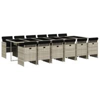 13-delige Tuinset met kussens poly rattan lichtgrijs - thumbnail